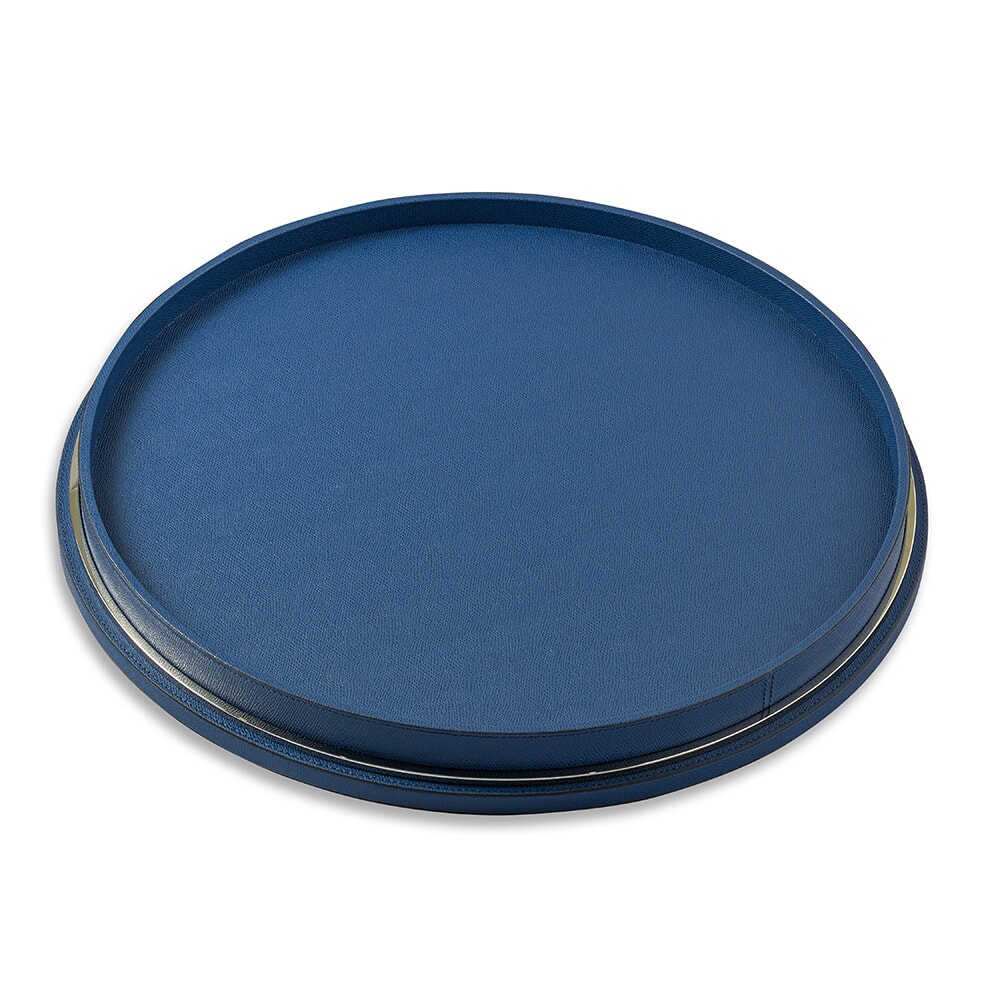Saturn Leather Lazy Susan with Removable Tray